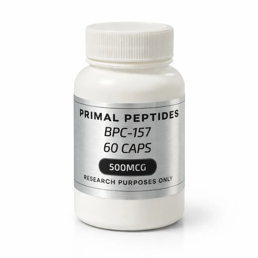 BPC-157 Capsules vial · referansemateriale for in-vitro forskning