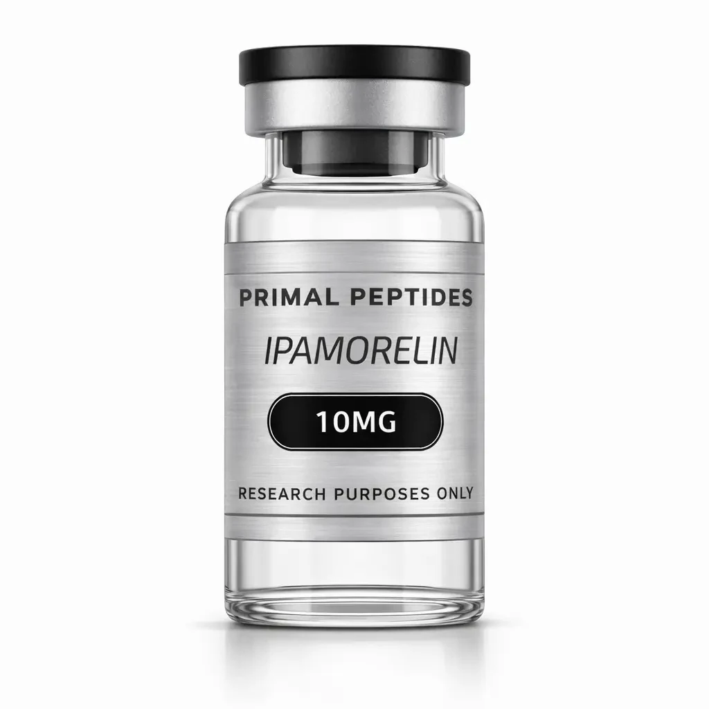 Ipamorelin vial · in-vitro research reference material