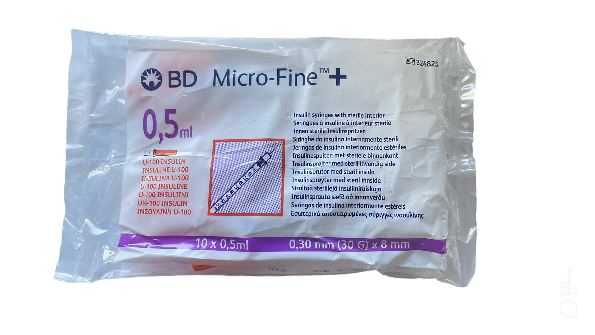 Insuline spuit 0,5 ml met fijne naald (0,30 x 8 mm) — research peptide