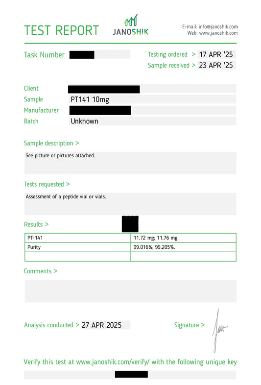 PT-141 peptide labtest rapport – 99% zuivere onderzoekspeptide – Bremelanotide