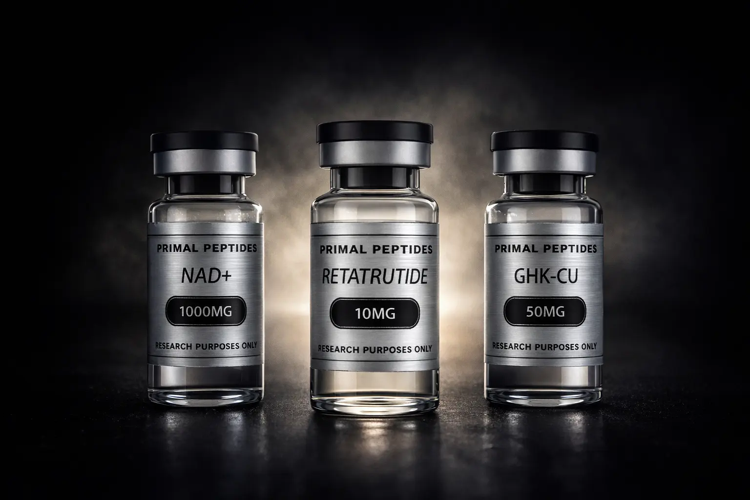 Flaconi di riferimento Primal Peptides · ≥99% purezza HPLC per ricerca in-vitro